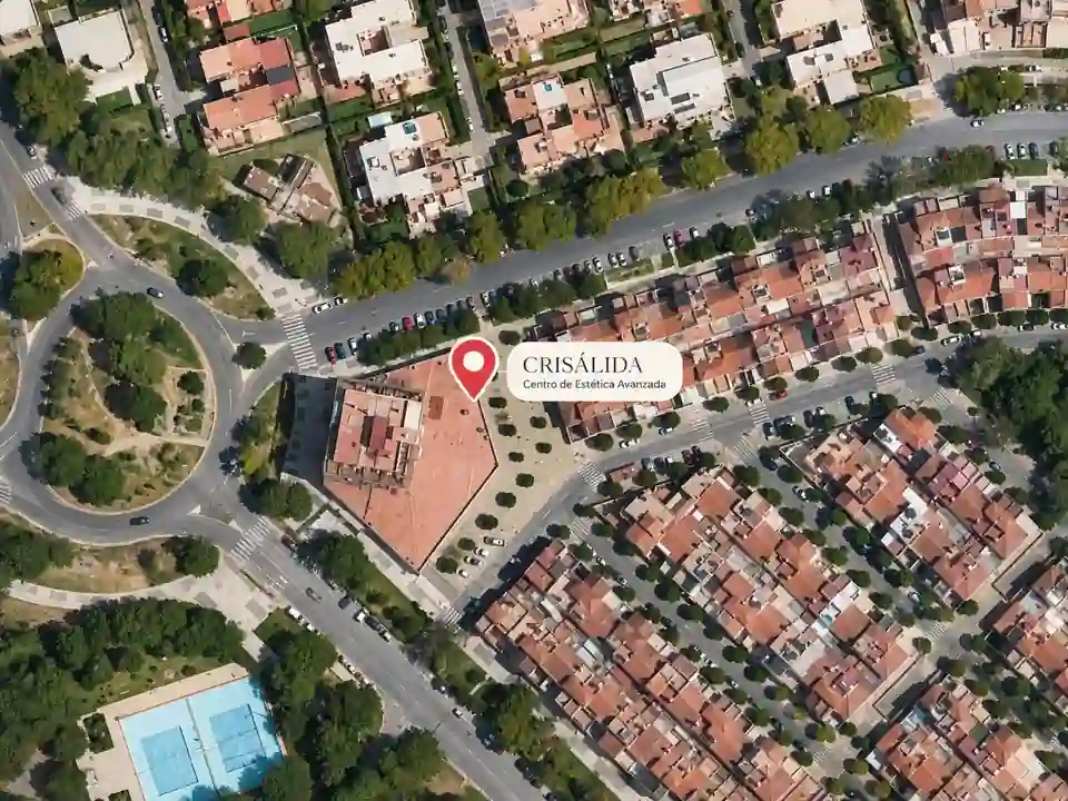 Mapa aéreo de la ubicación de Crisálida Estética Avanzada en Sevilla Este